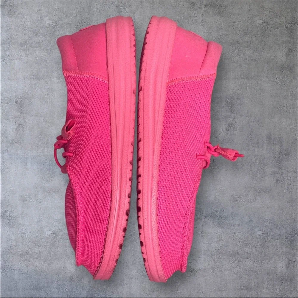 Hey Dude Wendy Funk Mono Sneakers Womens 8 Electric Pink Low Top Casual Shoes